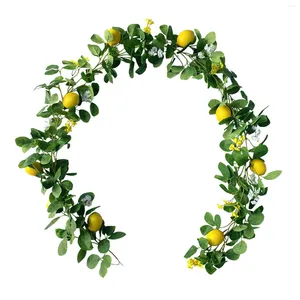 Fiori decorativi ghirlanda artificiale con foglie di eucalipto e simulazione di limoni Simulazione di viti da giardino regali per la mamma
