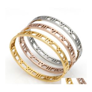 Bracelets de charme Moda Sier Aço inoxidável Hackle Jóias Romanas Jóias Bulbões de ouro rosa para mulheres Love Drop Deliver