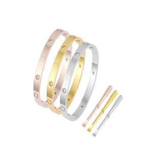 6mm bred 5: e generationens guldhylsa armband titanståldesigner Guldguld Guld Rose Gold Women's Armband Skruvmejselarmband