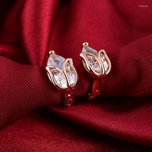 Hoop Earrings European American Classic Fashion CZ 2023 Flower Buds High Quality For Women