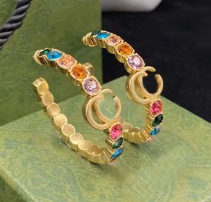New Hoop Color Diamond Hoop Huggie أقراط Aretes Orecchini Fashion شخصية دائرة كبيرة أقراط حفلات الزفاف المصممة للمجوهرات
