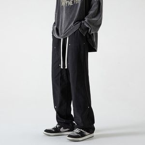 Byxor streetwear baggy mäns lastbyxor nitar casual raka byxor herre hip hop baggy mode high män kvinna jogging byxor m3xl