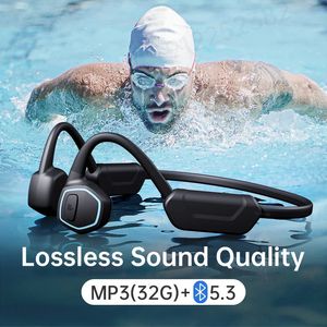 Cell Phone Earphones For Xiaomi Bone conduction Bluetooth 5 3 Earphone IPX8 Swimming Headphones Hifi Ear hook Wireless 32G Earbuds 231128