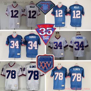 Benutzerdefinierte Throwback Football 78 Bruce Smith Jersey Vintage 1985 Stitch 12 Jim Kelly 32 OJ Simpson 34 Thurman Thomas 83 Andre Reed 97 Cornelius Bennett Trikots