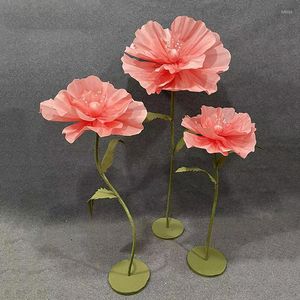 Decorative Flowers Wedding Prop Road Lead Paper Flower With PVC Pole Shelf Fake Stand Party Stage Layout Ornaments Window Display