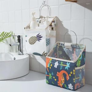 Storage Bags Simple Printed Pattern Home Fabric Hang Bag Dormitory Wall-mounted Sundries Bathroom Door Rear Hanging