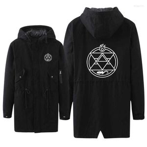 Herrgravrockar långa kappa cosplay hoodie edward elric luminous tryck blixtlås verktyg överrock sommar tunna jackormen'shcud