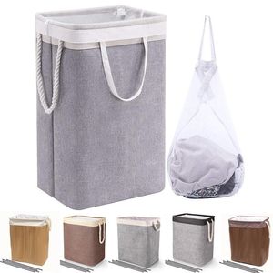 Organization Home Storage Hamper Waterproof and Collapsible Laundry Baskets For Clothes Toys Foldable Dirty Clothes Basket with Mesh Cover