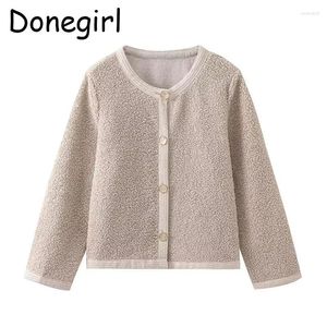 Women's Knits Donegirl Women 2024 Autumn Winter Fashion Loop Yarn Single-breasted Knitted Sweater Cardigans Solid Simple Coat Female Tops