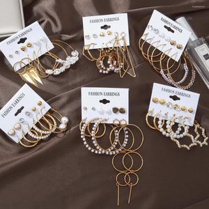 Creolen ALIUTOM Fünfeck Dreieck Kreis Punk Gold Farbe Ohrring 2023 Trend Schmuck Geschenke Set Für Frauen Mädchen