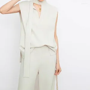 Work Dresses Solid V-Neck Strap Acetic Acid Cool Commuting High Ji Sleeveless Fashion Set For Women