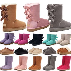 Botas de grife Austrália Uggsboot Chinelos Tasman Tazz Womens Plataforma Botas de Inverno Bota de Neve Clássica Tornozelo Curto Arco Mini Pele Preto Castanho Rosa Sapatos Bowtie