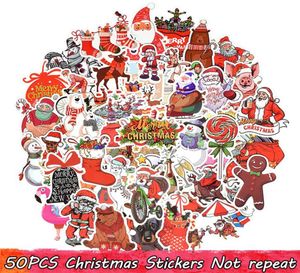 50 PCS Merry Christmas Stickers Santa Claus Elk Snowman Decals for Laptop Scrapbooking Home Party Decorations Toys Gifts for Kids 1923550