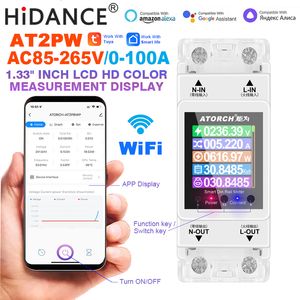 エネルギーメーターTUYA単相100A 220V 110V 50/60Hz DINレールwifiスマートタイマー電源消費モニターKWHワットメーター230428