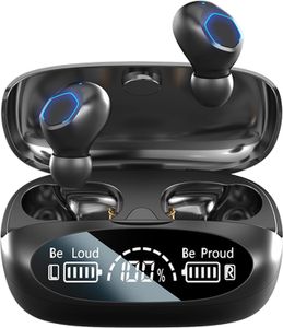 ワイヤレスイヤホン、Bluetooth 5.3、強力な低音、真のワイヤレスヘッドフォン、IPX7防水、USB-C、ボタンコントロール、HIFIサウンド、CVC8.0ノイズリダクション、LEDディスプレイヘッドセット