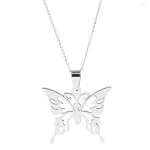 Ketten Schöne Schmetterling Halsketten Edelstahl Verstellbare Hummerschnalle Silber Farbe Zierliche Geschenke Romantische Accessoires für Frauen