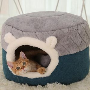 Mats Shuangmao Pet Cat House Plush Kennel Puppy Cushion Bed for Small Dogs Cats Nest Winter Warm Sleeping Pets Bed Soft Mat Supplies