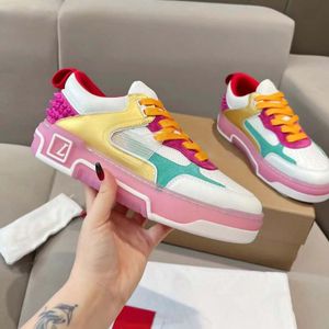 Fashion Top Designer Shoes real leather Handmade Canvas Multicolor Gradient Technical sneakers man women famous shoe Trainers by brand S511 002