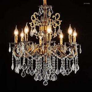 Chandeliers 8 Light Classic Traditional Candle-Style Crystal For Dining Room Living Bedroom Entryway Antique Gold Finish
