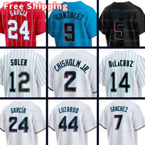 2 Jazzs Chisholm Jr Beyzbol Forması Marlins Nick Fortes Bryan de la Cruz Jorge Soler Miami Luis Arraez Sandy Alcantara Sandy Alcantara Avisail Garcia Espinal