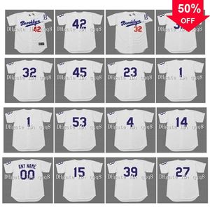 318QQQ8 Air01 1955 Brooklyn Jackie Robinson Jersey Sandy Koufax Don Zimmer Duke Snider Carl Erskine Pee Wee Reese Lasorda Drysdale Hodges Podres