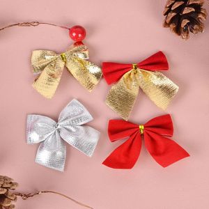 Decorazioni natalizie 12 pezzi di cartone affollato piccolo fiocco ornamenti pendenti albero decorazione papillon 3D decorazioni per la casa fai da te all'ingrosso 231128
