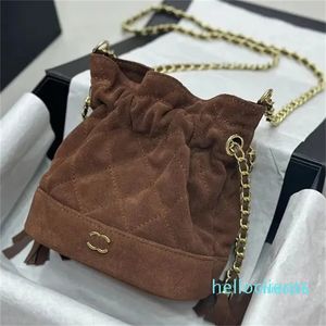 Womens chain Drawstring designer bag velvet diamond grid bucket bag classic drawstring design mini handbag luxury crossbody wallet lucky