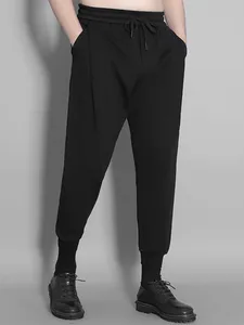 Tute da uomo autunno pantaloni affusolati Harlem larghi pieghettati scuri neri moda da jogging casual