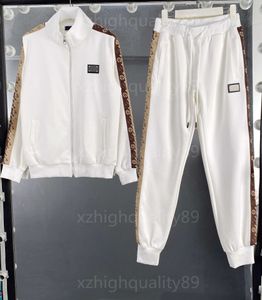 Womans Tracksuit Frauen Sweatsuit Frühling Herbst -Seiten -Gurtbrief Mode Mode reine Baumwollstrecke Anzüge Jacke und Hosen 2 Stück Set Damen Designer Kleidung