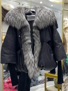 Pelliccia da donna Pelliccia sintetica 2023 Grande collo di pelliccia di volpe naturale Cappotto di pelliccia reale Giacca invernale da donna Spessore caldo piumino d'anatra Streetwear Capispalla Moda 231129