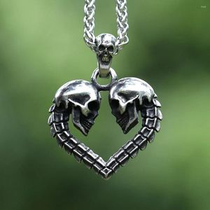 Pendant Necklaces Men's 316L Stainless-steel Love Skeleton Necklace Fashion Vintage Punk Jewelry Gift