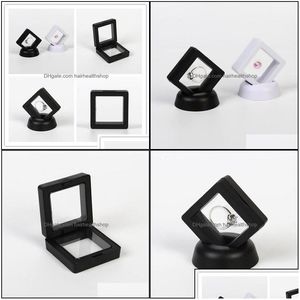 Inne przedmioty Salon Narzędzia do paznokci Fashion PE Wyświetla albumy kwadratowe 3D Uchwyt Floating Ramka Czarna biała pudełko na biżuterię wyświetlacz sho dh5tf