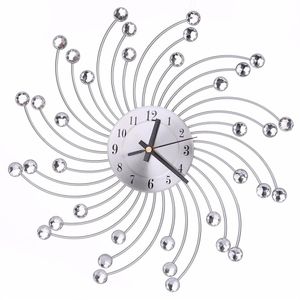 Högkvalitativ 3D -diamanter Flower Metal Wall Clock Europe Style Silent Dazzling Wall Watch for Living Room Home Office Decor C42276M