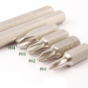 Schroevendraaier 4 Stück/Set 30 mm Länge 8 mm Sechskant-Mehrzweck-Hochleistungs-Schlag-Kreuzschraubendreher-Bit-Set Werkzeuge Phillips PH1 PH2 PH3 PH4