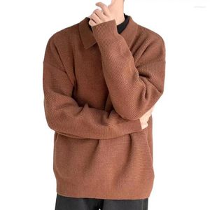 Men's Sweaters Luxury Knitted Polo Sweater Casual Button Down Solid Color Long Sleeve Pullovers Loose Warmth Fashion 2023 Clothing