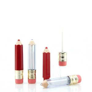 Novidade lápis em forma de tubos vazios de brilho labial, recipientes de tubos de brilho, mini garrafas recarregáveis transparentes de óleo labial 5ml fwlii