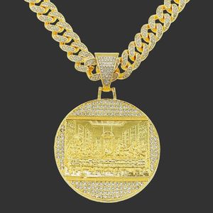 Last Supper Pendant Big Jesus Iced Out Bling Zircon Gold Color Charm Necklace Fashion For Men Father's Day Gift Hip Hop Jewel299T