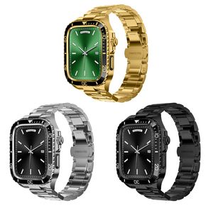 Cinturino in acciaio inossidabile per Apple Watch Cinturino intelligente Custodia a sgancio rapido Resistente agli urti Uomo 44mm 45mm Cinturini per orologi sportivi compatibili con iWatch Series 4 5 6 7 8 SE