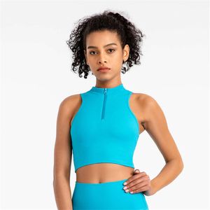 Lu Align Mulher Zip Camisoles Regatas Cor Sólida Ginásio Esporte Limões Sutiã Feminino Regata Colete Fitness Bralette Push Up Suporte Roupa Interior Sexy com Almofadas no Peito Roupas Lemon La