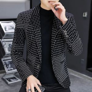 Erkek Suit Blazers Sonbahar ve Kış Erkek Lüks Moda Kişilik Bir Düğme Takım Uygun Eğlence Konfor İngiliz Moda Gençlik Blazer Coat 3xl 231129