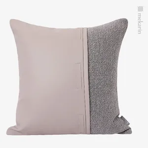 Cuscino Cuciture in pelle marrone-grigio Moderna Luce di lusso El Comodino Camera da letto Soggiorno Divano Tavolo da pranzo