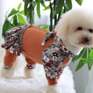 Rompers Pet Dog Jumpsuit valp Fyra feet kläder skyddar magen overaller för små hundar pyjamas stretch bomullsweatshirt chihuahua mops