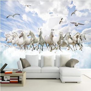 Weißes Pferd Tapeten 3D Tapeten dreidimensionale Landschaft TV Hintergrund Wanddekoration Malerei291p