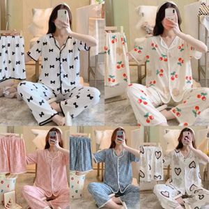 Pijamas femininos conjunto de pijama de três peças feminino pijama estampado fofo 231129