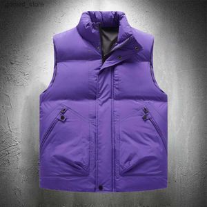 Coletes masculinos colete roxo jaqueta masculina cor sólida outono inverno algodão acolchoado jaquetas sem mangas homens engrossar coletes quentes casacos roupas masculinas q231129