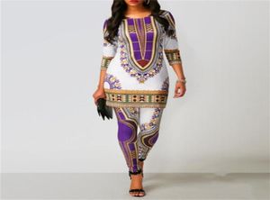 Afrykańskie DRS dla kobiet 2020 Wiadomości Top Pants Suit Dashiki Drukuj ubrania damskie szat Africaine Bazin Fashion Clothing T2006309628592