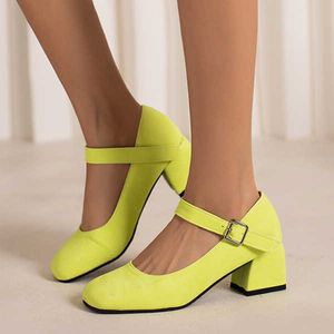 Sandals Women Heels Wedding Pumps with Ankle Strap Sweet Mary Jane Shoes Chunky Dress Girls Closed Round Toe High Heel Large Plus Size J230428