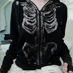 Women's Hoodies Womens Zip Up Hoodie Skeleton Graphic Sweatshirt Casual Jacket For Ladies Fashion Coat Pullover Warm