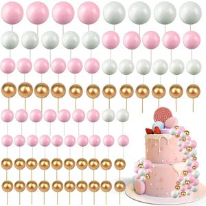 Kek Araçları 120pcs Balls Pasta Topper Set Cupcake Insert Dekorasyon Topu Diy Kek Pişirme Doğum Günü Düğün Partisi için Dekorasyon Aksesuarları 231129