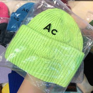 Winter Hat Designer Beanie Hats Designers Women Ac Square Smiley Face Wool Knitted High Version Female Pullover Casual Warm Elastic Fitted Caps 2ZV1G